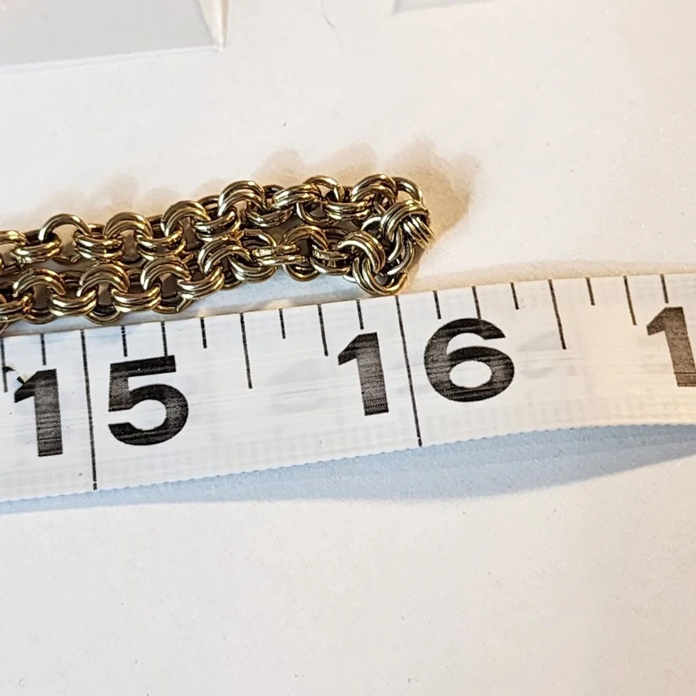 Gold Tone Double Rolo Link Chain Necklace Long Layering Statement Chunky Retro